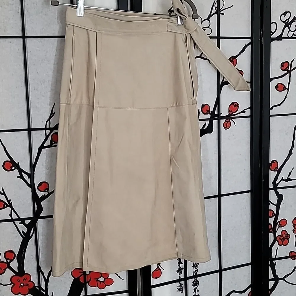 Frame 100% Butter Soft Suede Leather Wrap Skirt In Light Tan